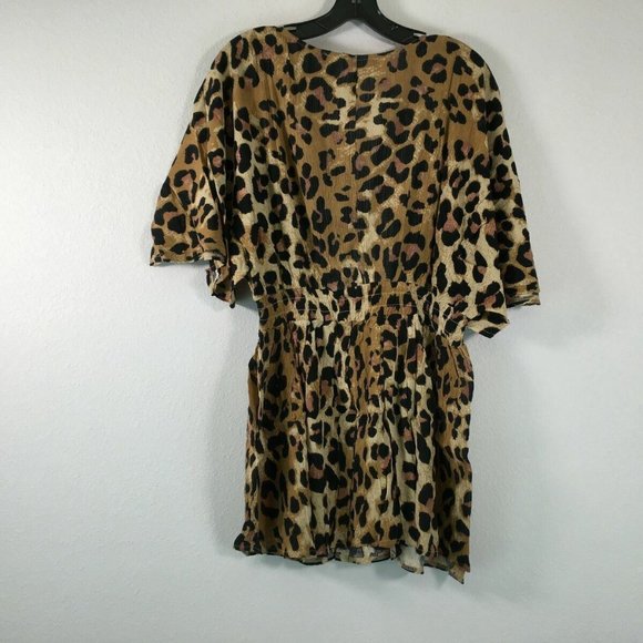 ASOS Design Shirred Waist Plunge Beach Cover Up Dress - Women's Size 6 - Brown - Picture 2 of 6